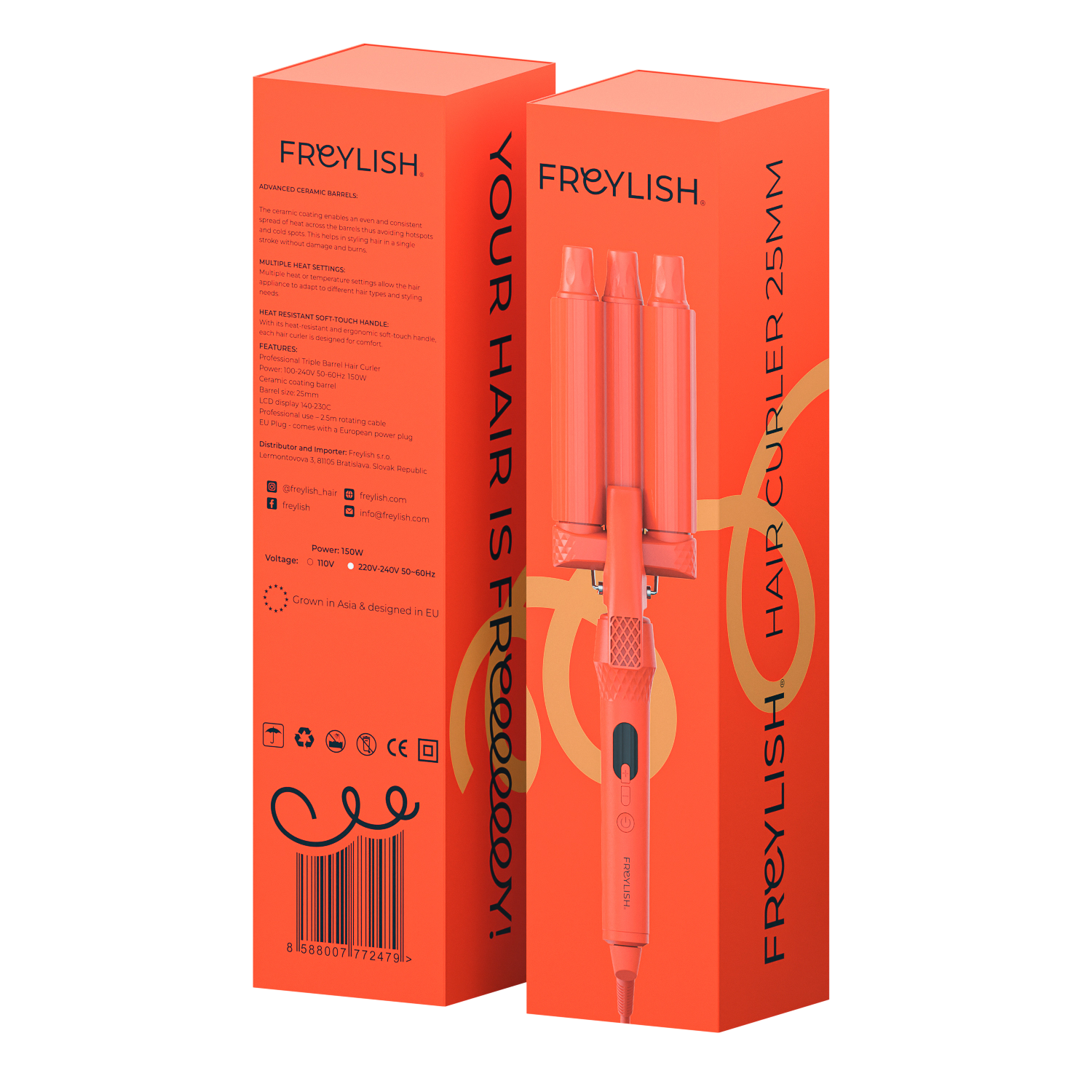 FREYLISH® CERAMIC HAIR WAVE CURLER FOR MEDIUM WAVES 25MM 2.0