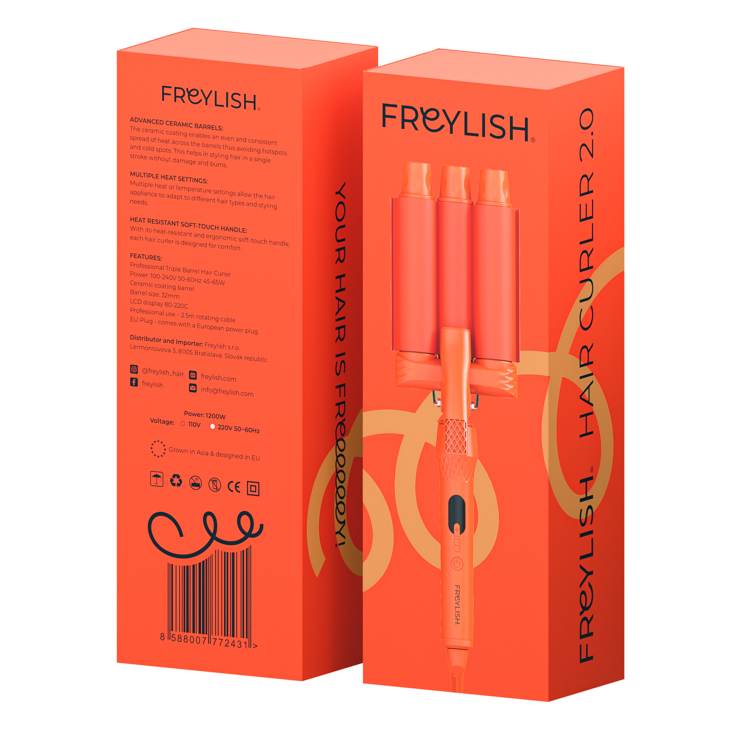 FREYLISH® CERAMIC HAIR WAVE CURLER FOR LARGE WAVES 32 MM 2.0