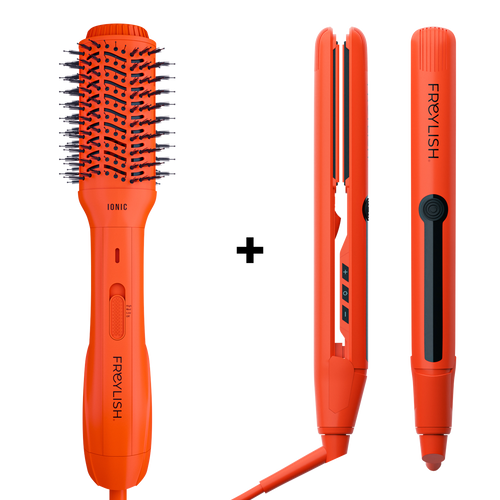 HOT AIR HAIR BRUSH + CERAMIC STRAIGHTENER WITH IONISER