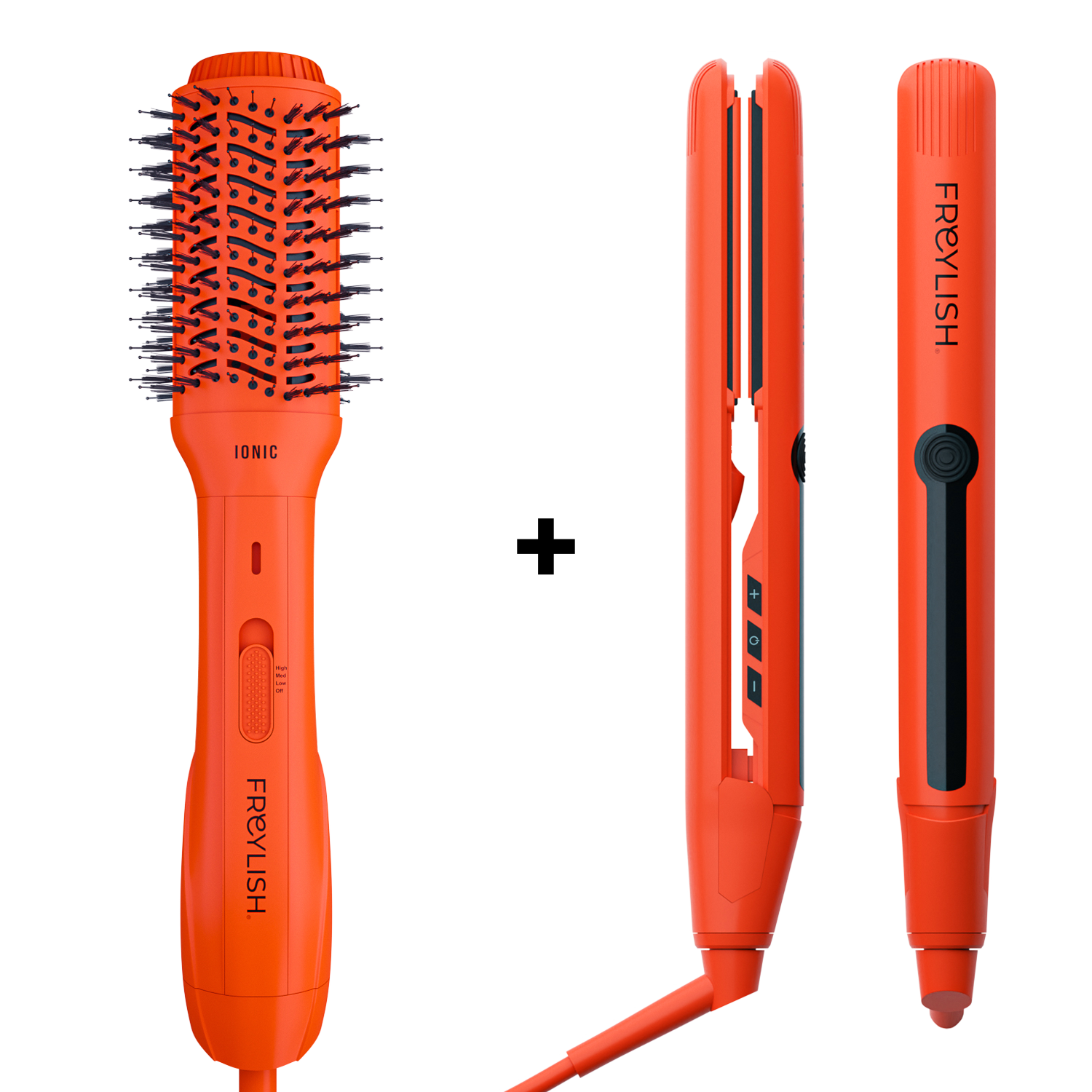 HOT AIR HAIR BRUSH + CERAMIC STRAIGHTENER WITH IONISER